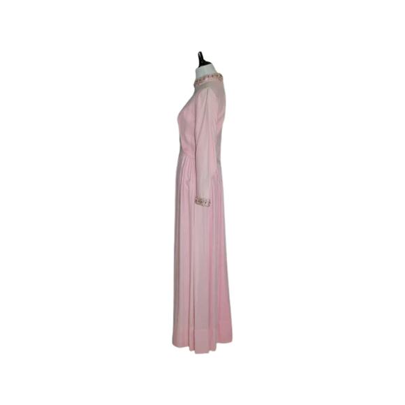 1960s Vintage Pink Velvet Gown with Embellished Details Small - Picture 3 of 12